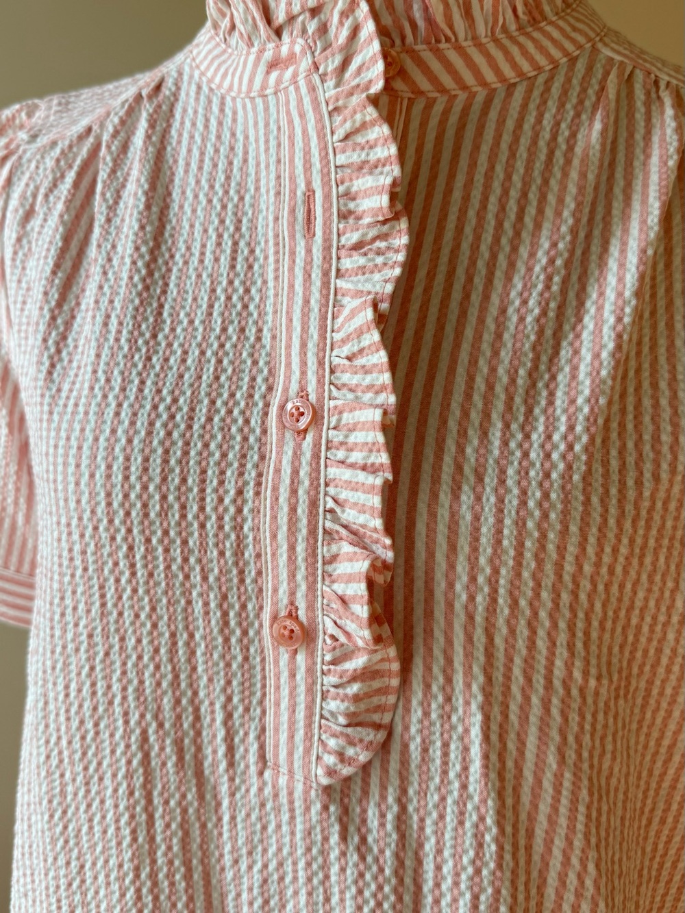 kate spade Seersucker Pleated Shirt Dress Sz Small - Picture 6 of 11